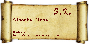 Simonka Kinga névjegykártya